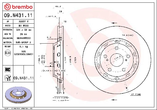 2009-2016 Toyota Venza Disc Brake Rotor - Front (Brembo)