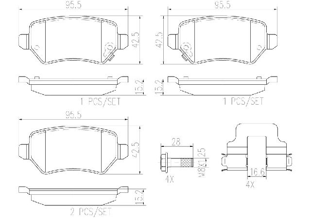 2008 Saturn Astra Disc Brake Pad Set - Rear (Brembo)