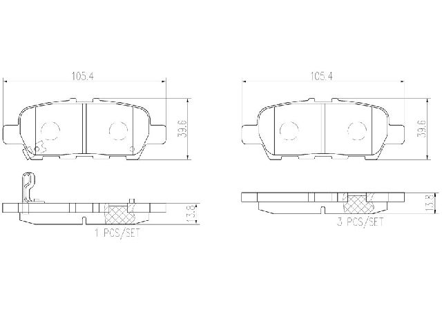 2011-2017 Nissan Quest Disc Brake Pad Set - Rear (Brembo)