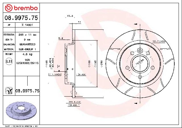 2004-2011 Volvo S40 Disc Brake Rotor - Rear (Brembo)