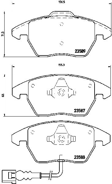 2006-2013 Audi A3 Disc Brake Pad Set - Front (Brembo)