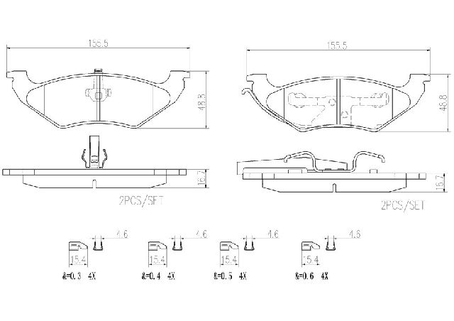 2000 Dodge Caravan Disc Brake Pad Set - Rear (Brembo)
