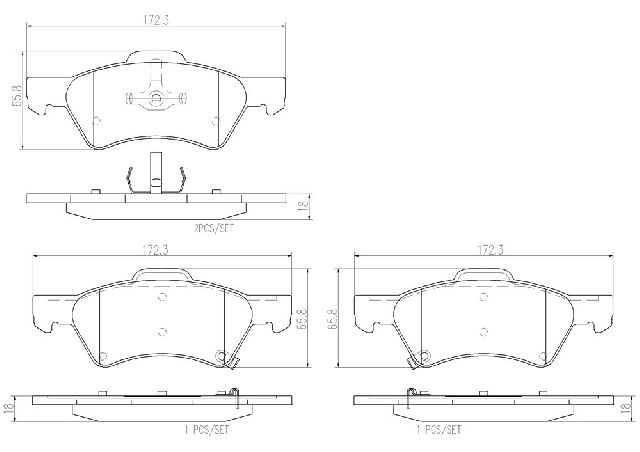 2001-2007 Dodge Caravan Disc Brake Pad Set - Front (Brembo)