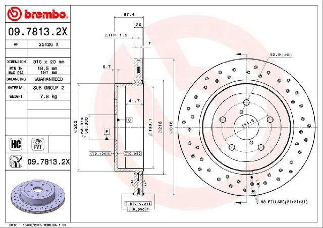 2005-2007 Subaru Impreza Disc Brake Rotor - Rear (Brembo)