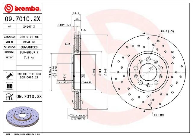 1999-2005 Volkswagen Jetta Disc Brake Rotor - Front (Brembo)