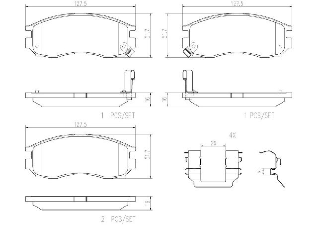 1995-2000 Dodge Avenger Disc Brake Pad Set - Front (Brembo)