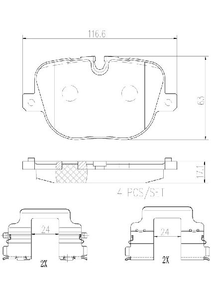 2010-2013 Land Rover Range Rover Sport Disc Brake Pad Set - Rear (Brembo)