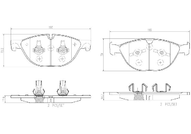 2010-2015 Jaguar XF Disc Brake Pad Set - Front (Brembo)