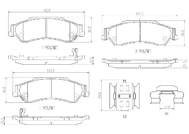 1997-2001 Oldsmobile Bravada Disc Brake Pad Set - Rear (Brembo)