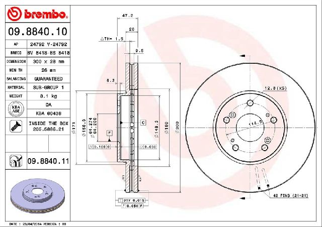 2004-2014 Acura TSX Disc Brake Rotor - Front (Brembo)