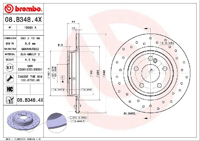 2015-2020 Mercedes-Benz GLA250 Disc Brake Rotor - Rear (Brembo)