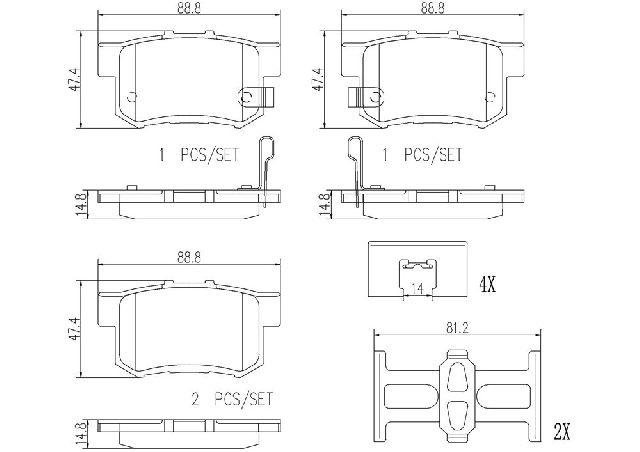 1995-1998 Honda Odyssey Disc Brake Pad Set - Rear (Brembo)