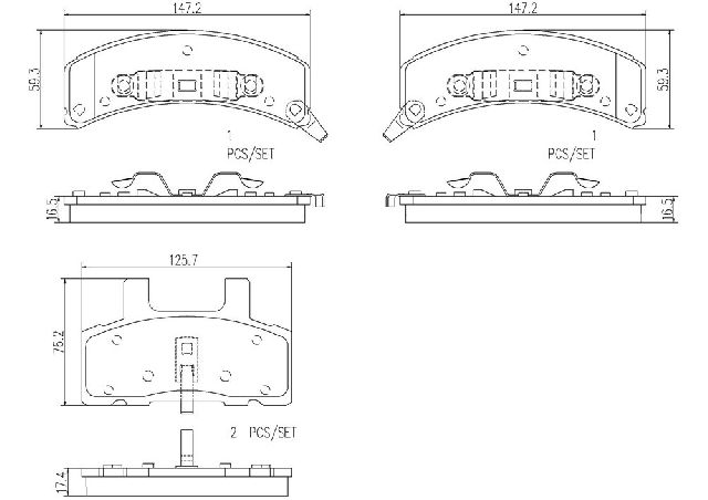 1996-2002 Chevrolet Express 2500 Disc Brake Pad Set - Front (Brembo)