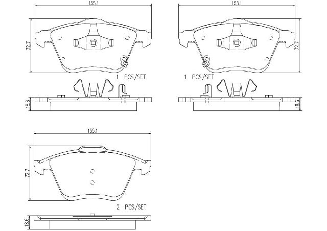 2006-2007 Mazda 6 Disc Brake Pad Set - Front (Brembo)