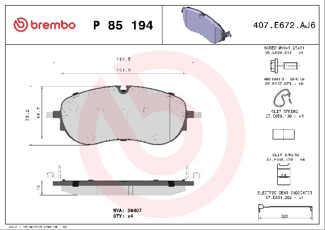2022-2023 Audi Q4 e-tron Disc Brake Pad Set - Front (Brembo)