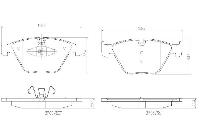 2007-2013 BMW 328i Disc Brake Pad Set - Front (Brembo)