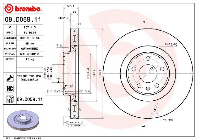 2017-2020 Audi A4 Disc Brake Rotor - Front (Brembo)
