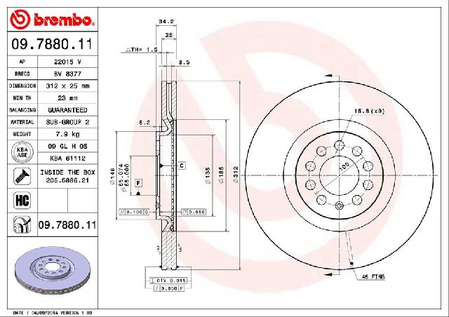 2004-2005 Volkswagen Jetta Disc Brake Rotor - Front (Brembo)