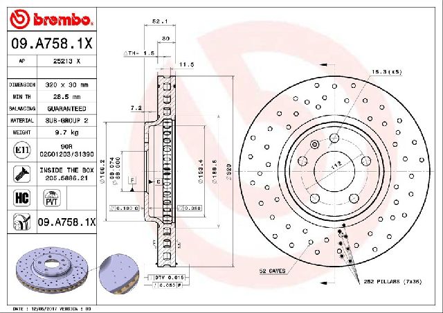 2009-2011 Audi A4 Disc Brake Rotor - Front (Brembo)