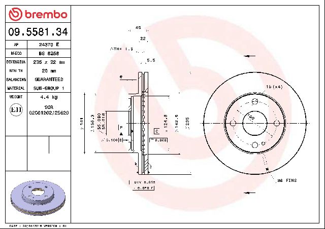 1995-1998 Mazda Protege Disc Brake Rotor - Front (Brembo)