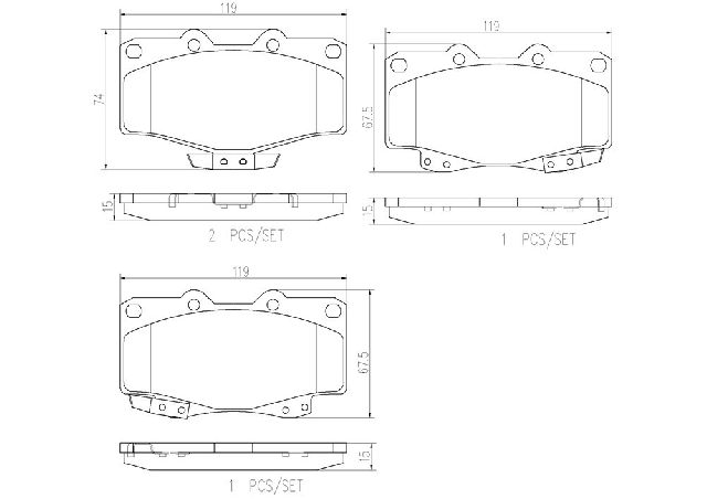 1995-2004 Toyota Tacoma Disc Brake Pad Set - Front (Brembo)