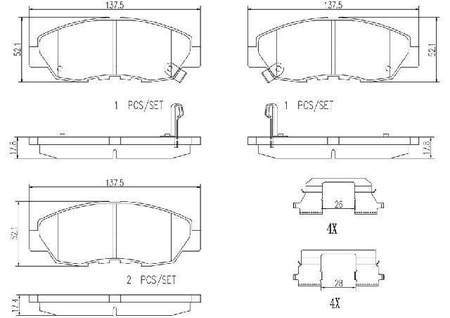 2010-2014 Honda Insight Disc Brake Pad Set - Front (Brembo)