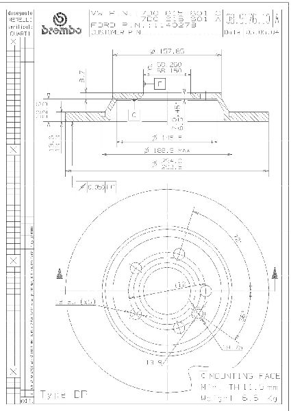 1999-2003 Volkswagen EuroVan Disc Brake Rotor - Rear (Brembo)