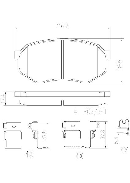 1995-2004 Toyota Tacoma Disc Brake Pad Set - Front (Brembo)