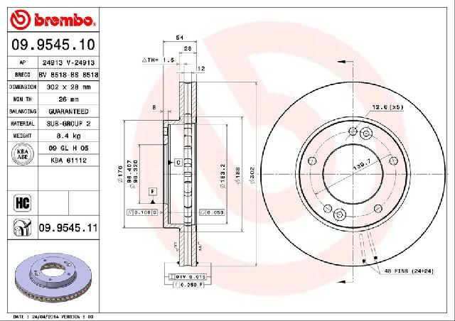 2003-2006 Kia Sorento Disc Brake Rotor - Front (Brembo)