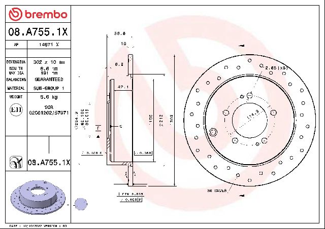2007-2013 Mitsubishi Outlander Disc Brake Rotor - Rear (Brembo)