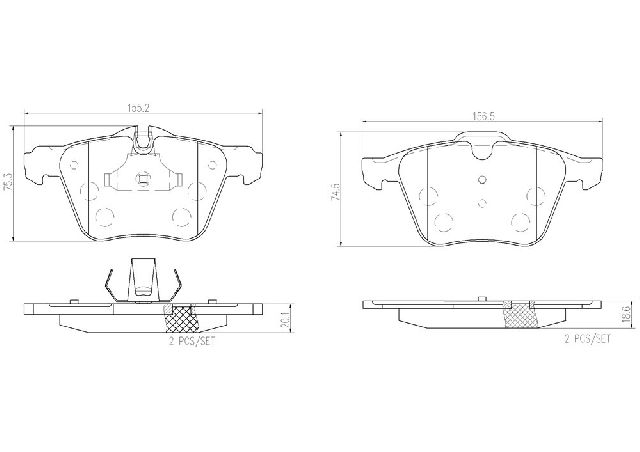 2012-2015 Jaguar XF Disc Brake Pad Set - Front (Brembo)