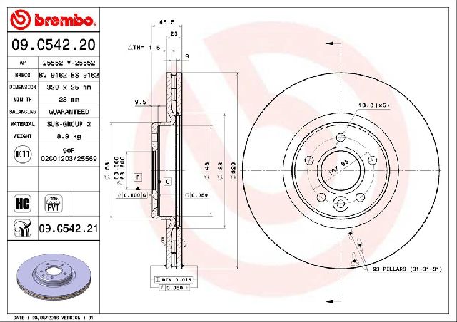 2011 Volvo S40 Disc Brake Rotor - Front (Brembo)
