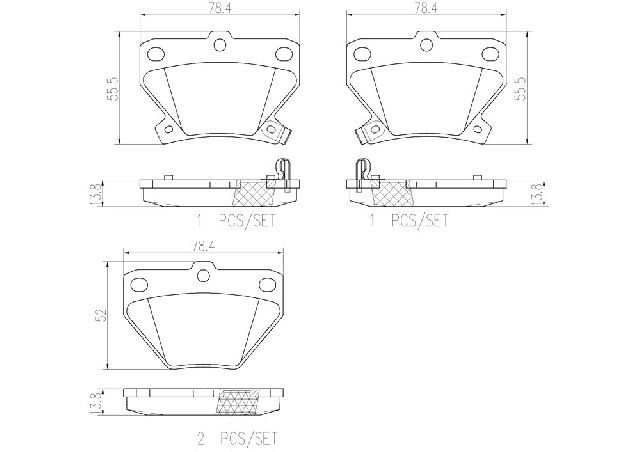 2003-2006 Pontiac Vibe Disc Brake Pad Set - Rear (Brembo)