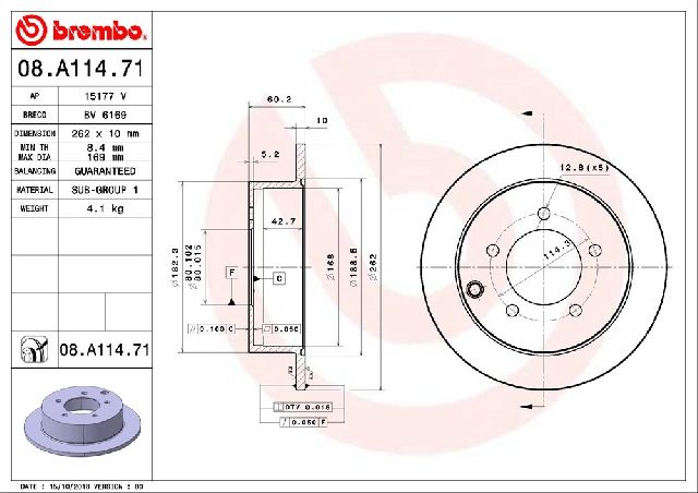 2008-2017 Mitsubishi Lancer Disc Brake Rotor - Rear (Brembo)