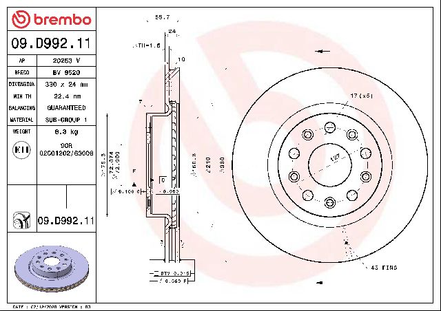 2018-2024 Jeep Wrangler Disc Brake Rotor - Front (Brembo)