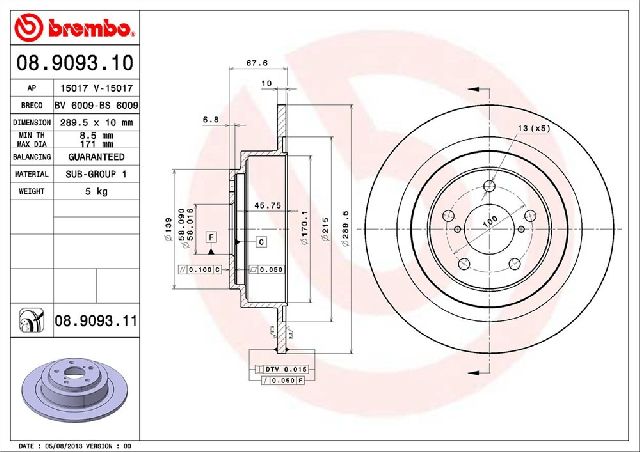 2003-2006 Subaru Baja Disc Brake Rotor - Rear (Brembo)