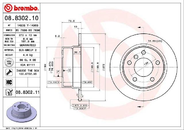 1995-1999 BMW 318ti Disc Brake Rotor - Rear (Brembo)