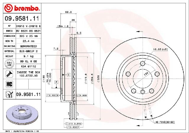 2004-2010 BMW X3 Disc Brake Rotor - Front (Brembo)