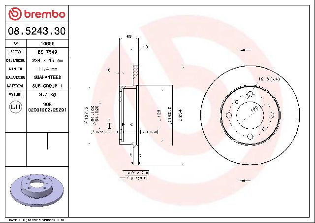 1995-1996 Eagle Summit Disc Brake Rotor - Front (Brembo)