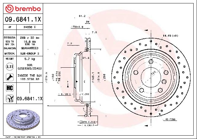 1997-2000 BMW 528i Disc Brake Rotor - Rear (Brembo)