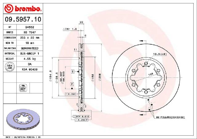 1986-1987 Mazda B2000 Disc Brake Rotor - Front (Brembo)