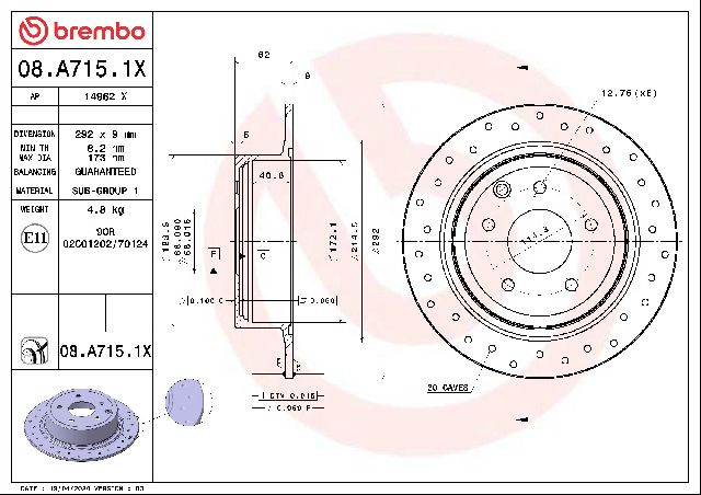 2011-2017 Nissan Juke Disc Brake Rotor - Rear (Brembo)