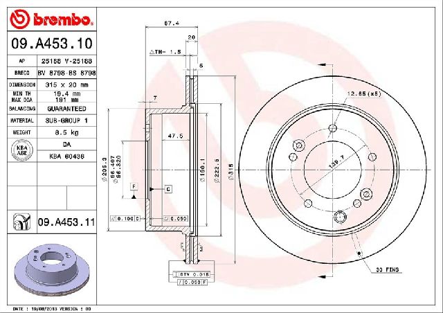 2003-2006 Kia Sorento Disc Brake Rotor - Rear (Brembo)