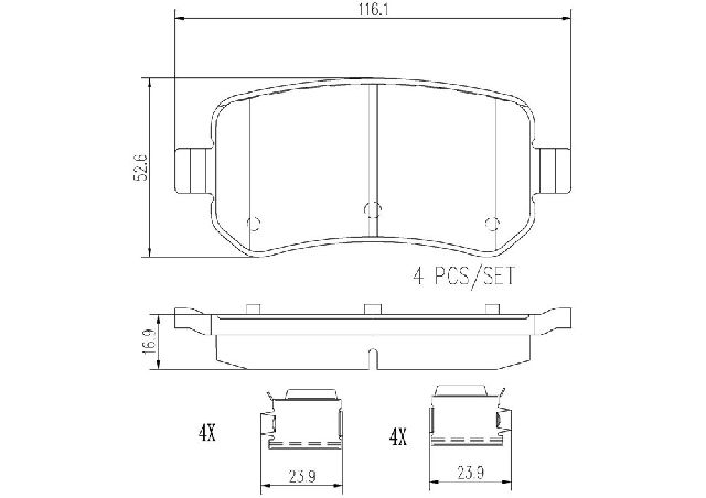 2004-2007 Ford Freestar Disc Brake Pad Set - Rear (Brembo)