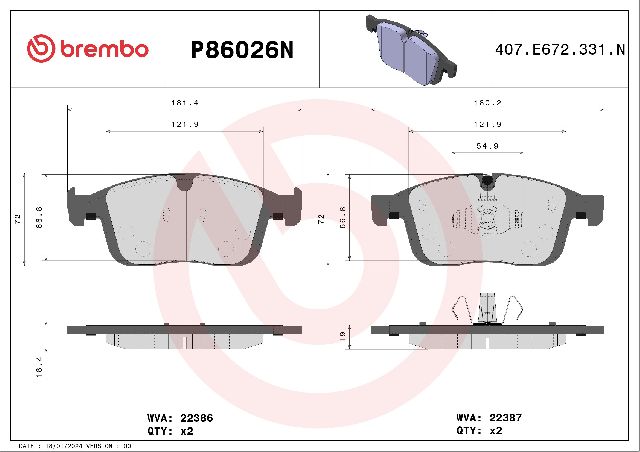 2016-2017 Volvo XC60 Disc Brake Pad Set - Front (Brembo)