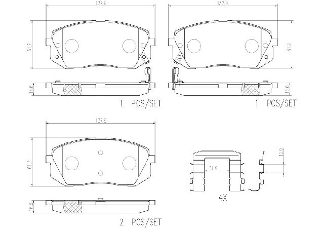 2007-2012 Kia Rondo Disc Brake Pad Set - Front (Brembo)