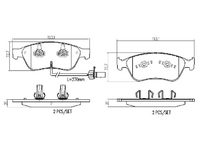 2009-2011 Audi A6 Disc Brake Pad Set - Front (Brembo)