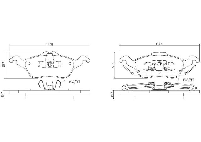 2000-2004 Ford Focus Disc Brake Pad Set - Front (Brembo)