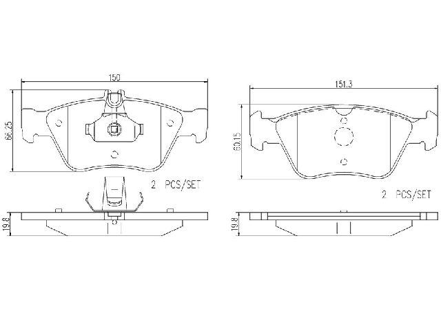 1996-2000 Mercedes-Benz C280 Disc Brake Pad Set - Front (Brembo)