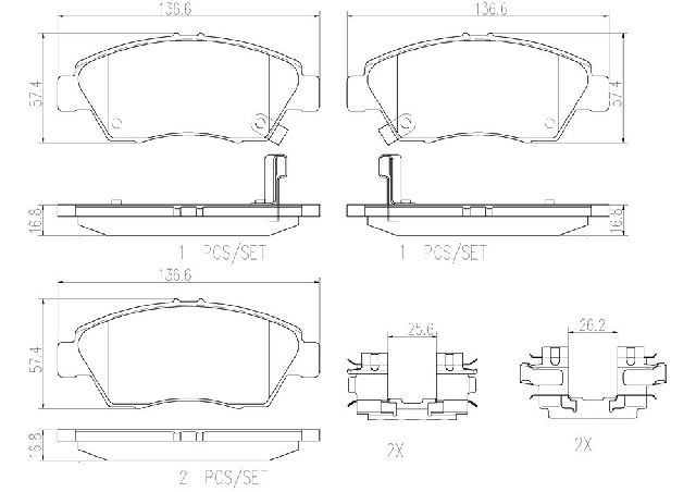 2002-2006 Acura RSX Disc Brake Pad Set - Front (Brembo)